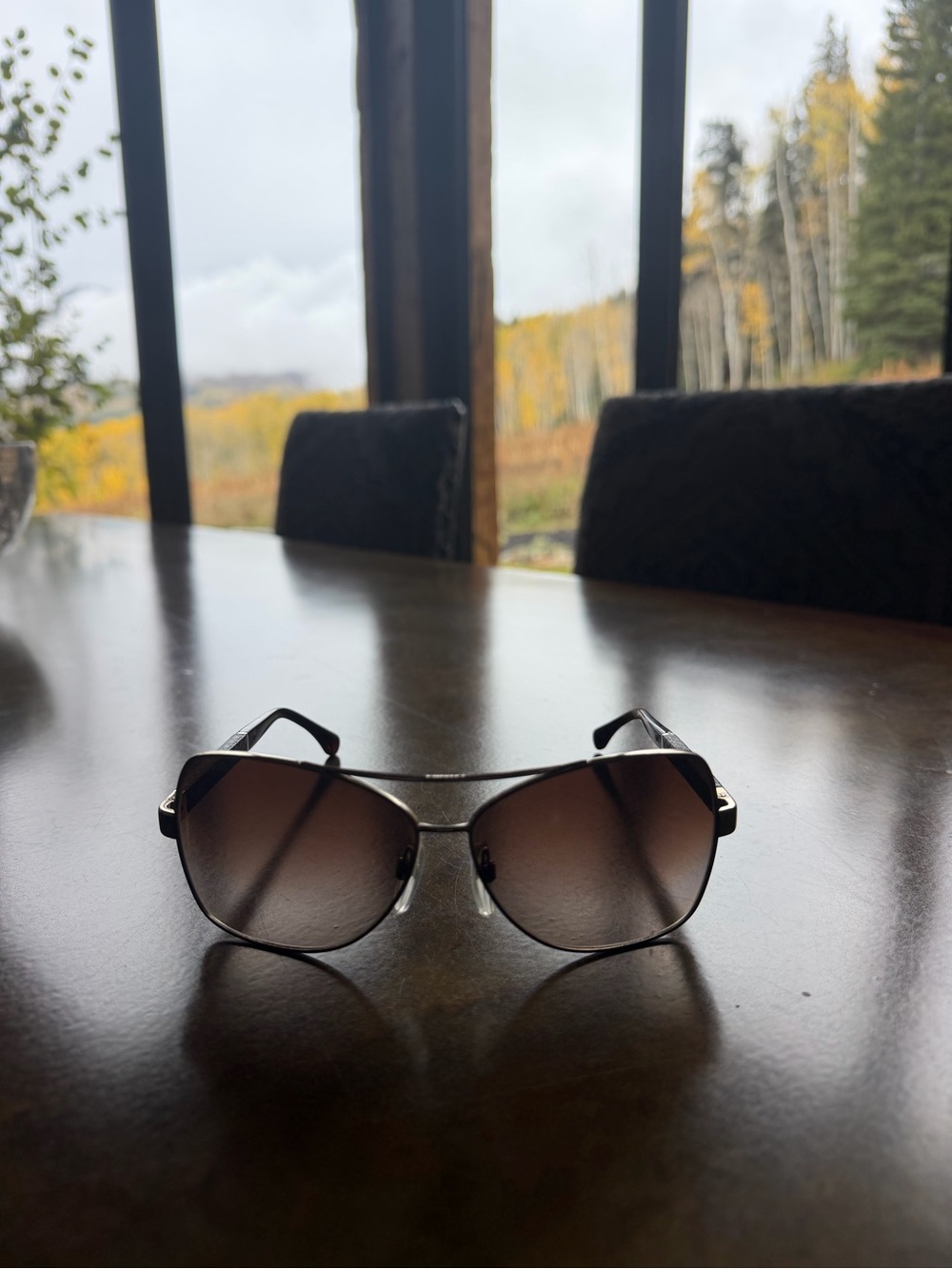 CHANEL Brown Gradient Aviator Sunglasses